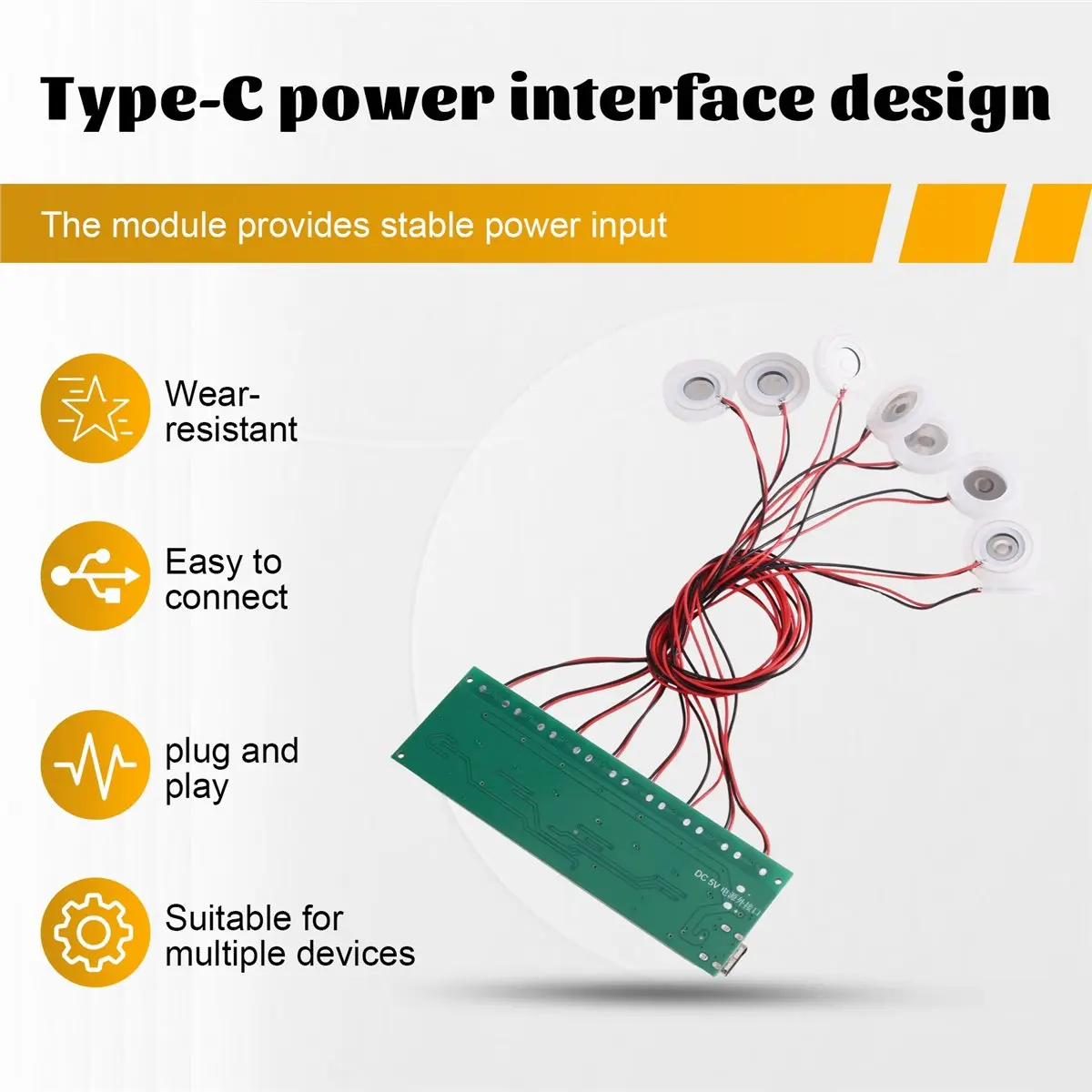 DTC5 Atomize Humidifier Module Eight Atomize Type-C Interface High-Frequency Mist Maker DIY Smart Home Air Humidifier Parts