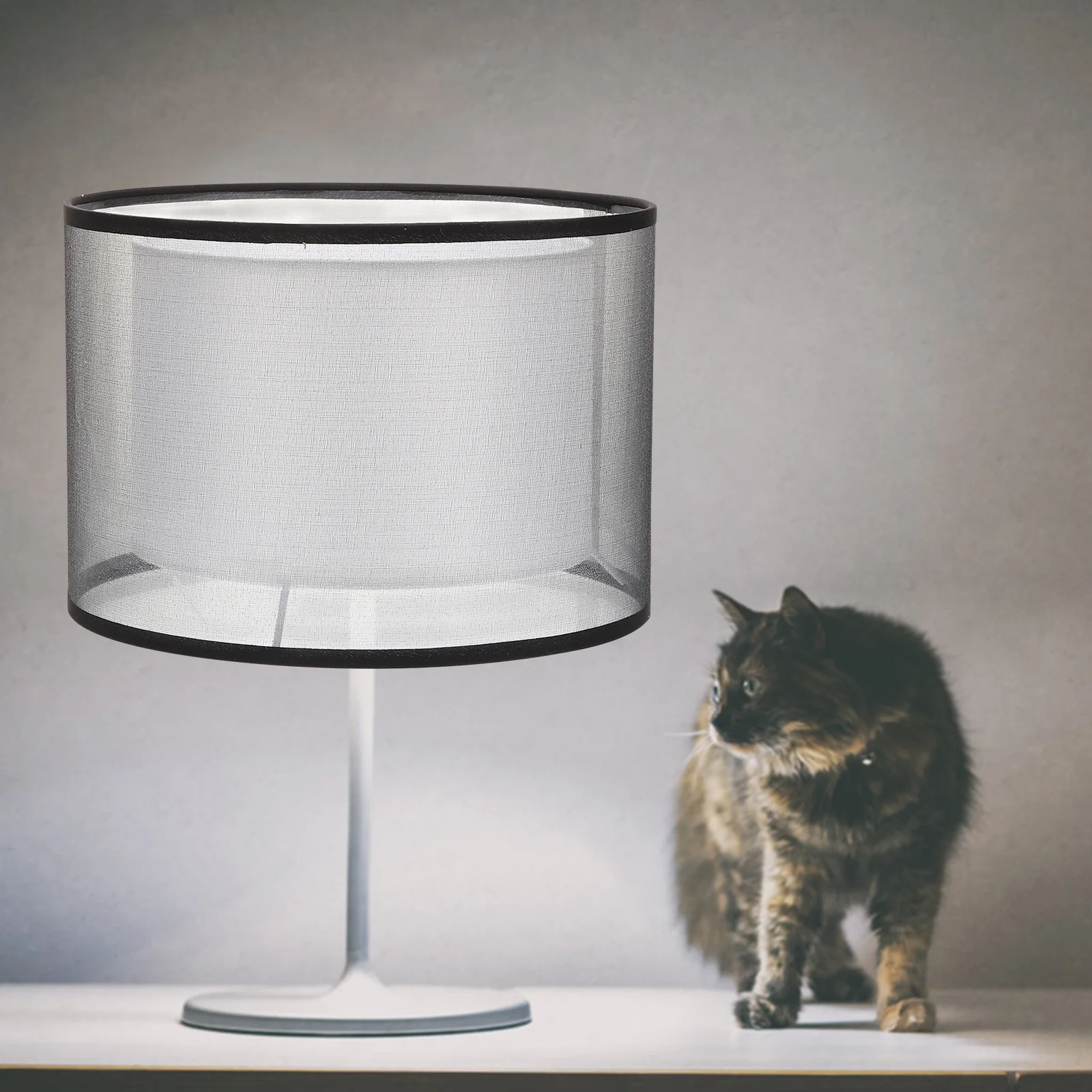 طبقة مزدوجة غطاء مصباح من القماش غطاء تركيب المصابيح الحديثة لطاولة أرضية قلادة الجدار مصباح غرفة نوم غرفة المعيشة مكتب #5