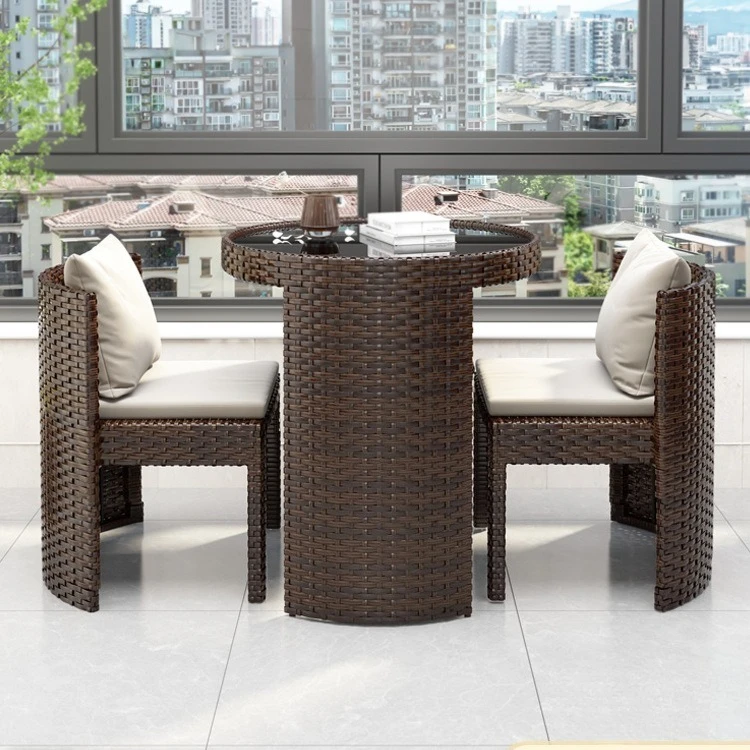 

Balcony small table and chair tea table and chair combination outdoor courtyard home leisure area arrangement storage rattan