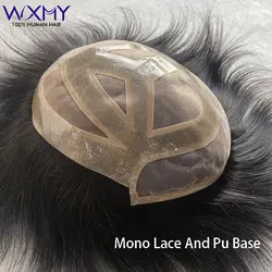 Toupee Men Versalite Mono And Pu Base With Lace Front Man Wig Male Hair Prosthesis  Natural Human Hair Wigs For Men Systems Unit