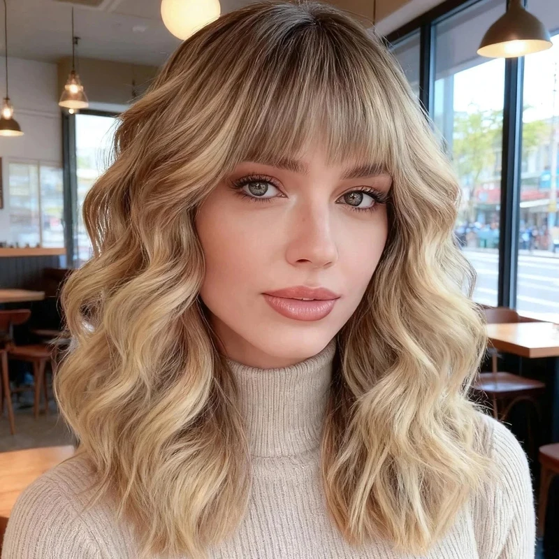 New Fashion Womens Long Natural Brown Mix Blond Wavy 16 In