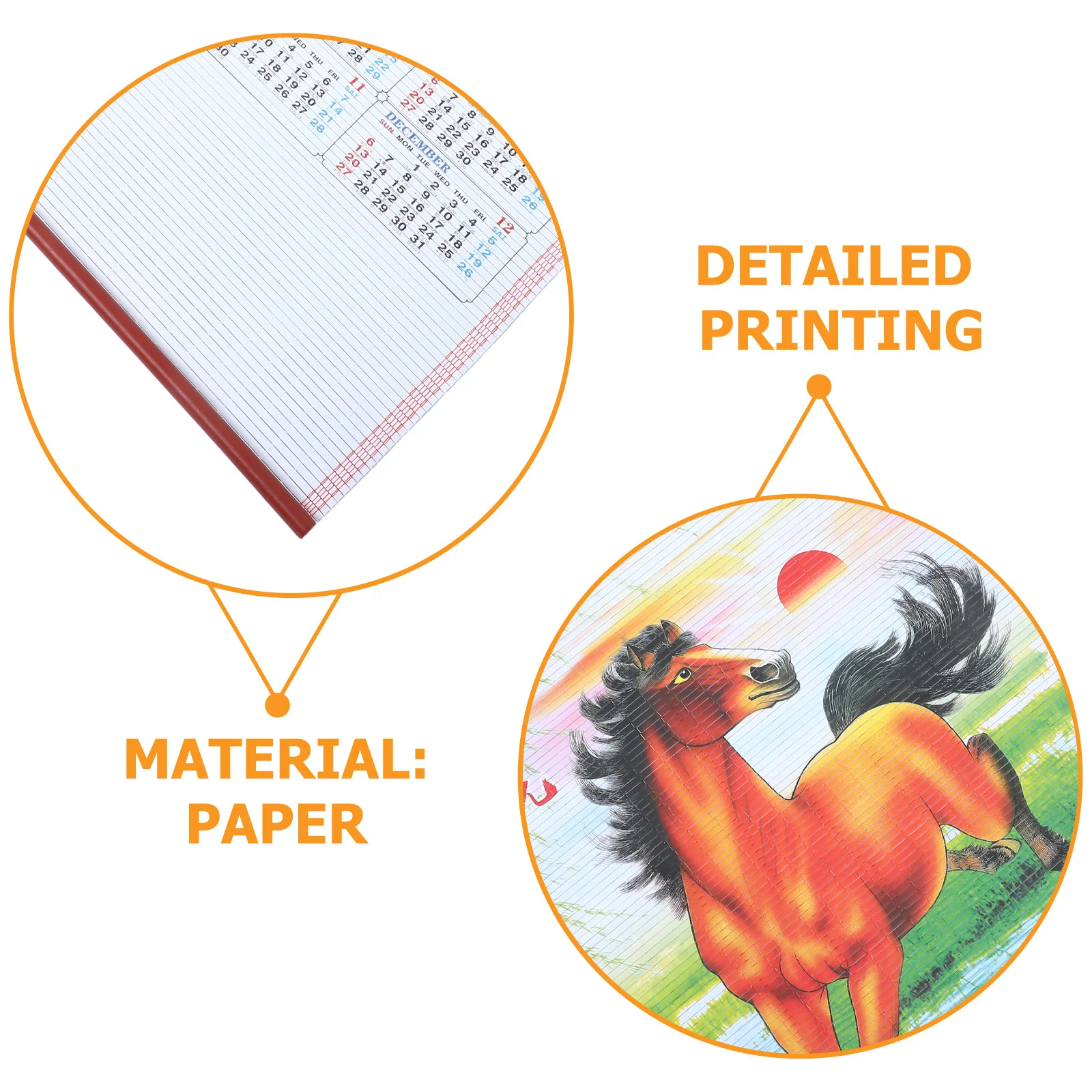 Kalendarz wiszący na rok 2026, rok Konia, imitacja rattanu, tradycyjny chiński kalendarz lunarny, kalendarz ścienne z przekładkami, dekoracja do salonu.