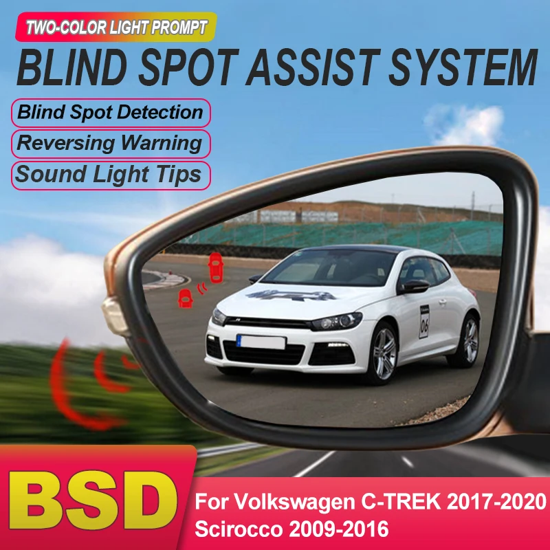 Car BSD BSM BSA Rearview Mirror light alarm Blind Spot Detection System For Volkswagen C-TREK 2017 to 2020 Scirocco 2009 to 2016