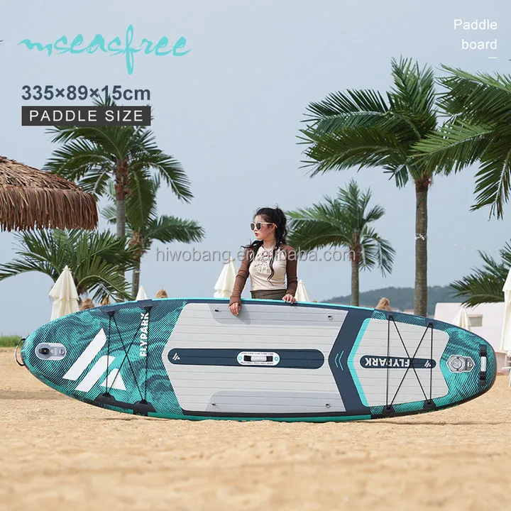 OEM 11' Green SUP Paddleboards Camadas duplas Infláveis amigáveis para animais de estimação Stand Up Paddle Board para passeios familiares