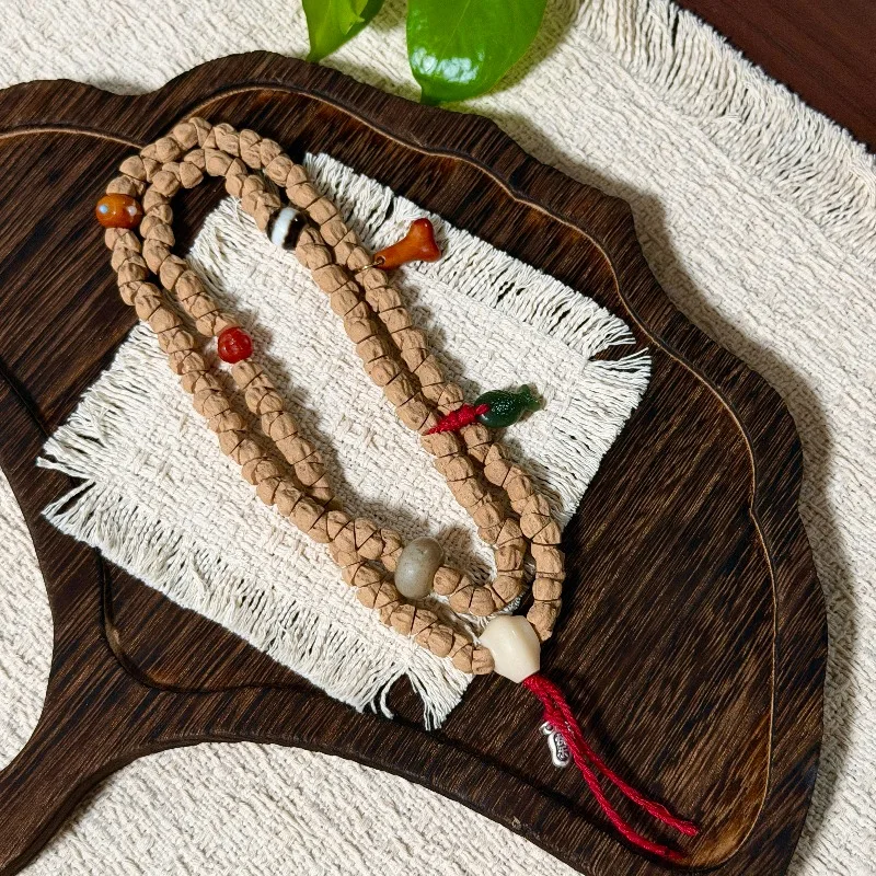Traditional Chinese Style 7 8mm Natural Cedar Seed Multi Layer Bracelet Lucky Blessing Prayer Mala Necklace Unisex Yoga Jewelry