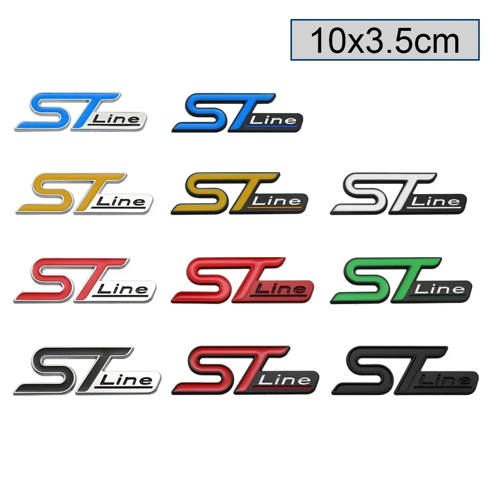 3D Metal ST Line Logo Car Front Grille Emblem Rear Trunk Sticker Badge Decals for Ford ST Fiesta Focus Mondeo Kuga Ranger view 3