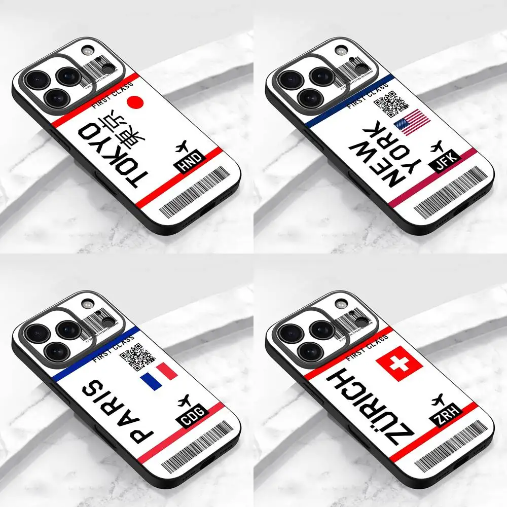 

Paris Boarding Pass Plane Air Ticket Phone Case For iPhone 17,16,15,14,13,12,11,Pro,Max,Plus,E,Air,Mini Protective Black Cover