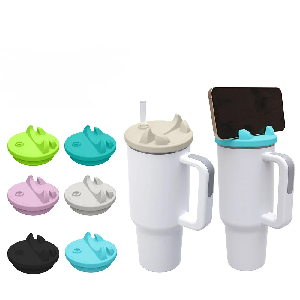 For Stanley Cup 40oz/30oz Silicone Lid Leak-proof Durable Multifunctional Mobile Phone Support Silicone Cup Lid Mug Accessories