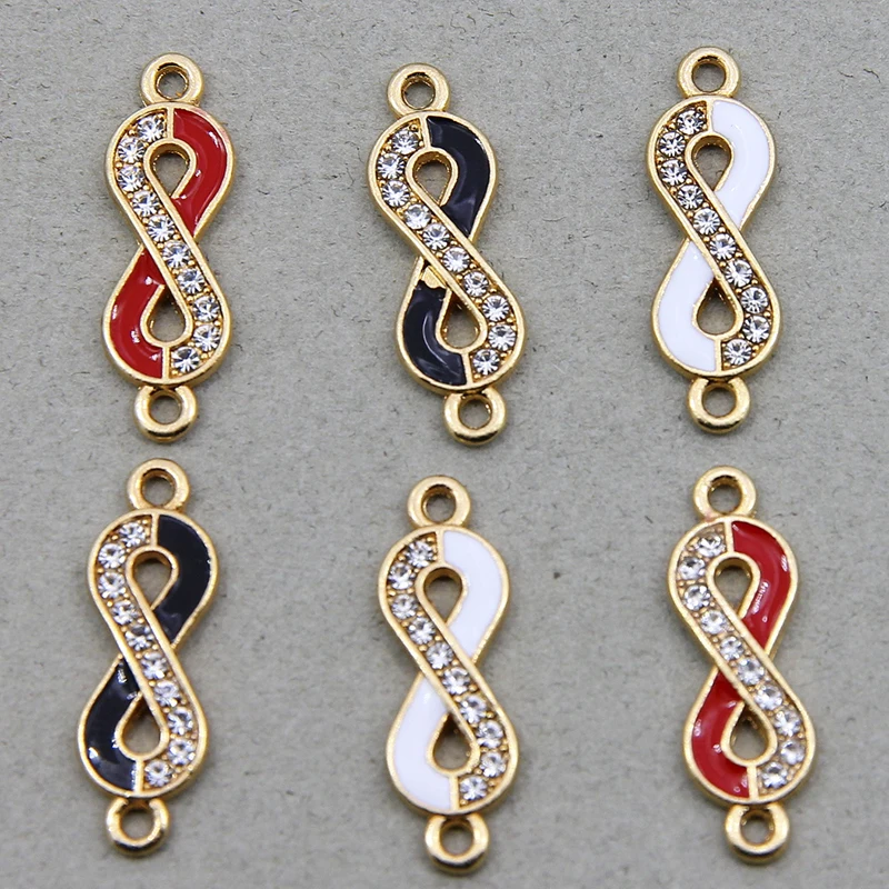6 sztuk 8*25mm kryształowe nieskończoności Charms do tworzenia biżuterii moda kolczyk wisiorek złącza bransoletka naszyjnik akcesoria zawieszki