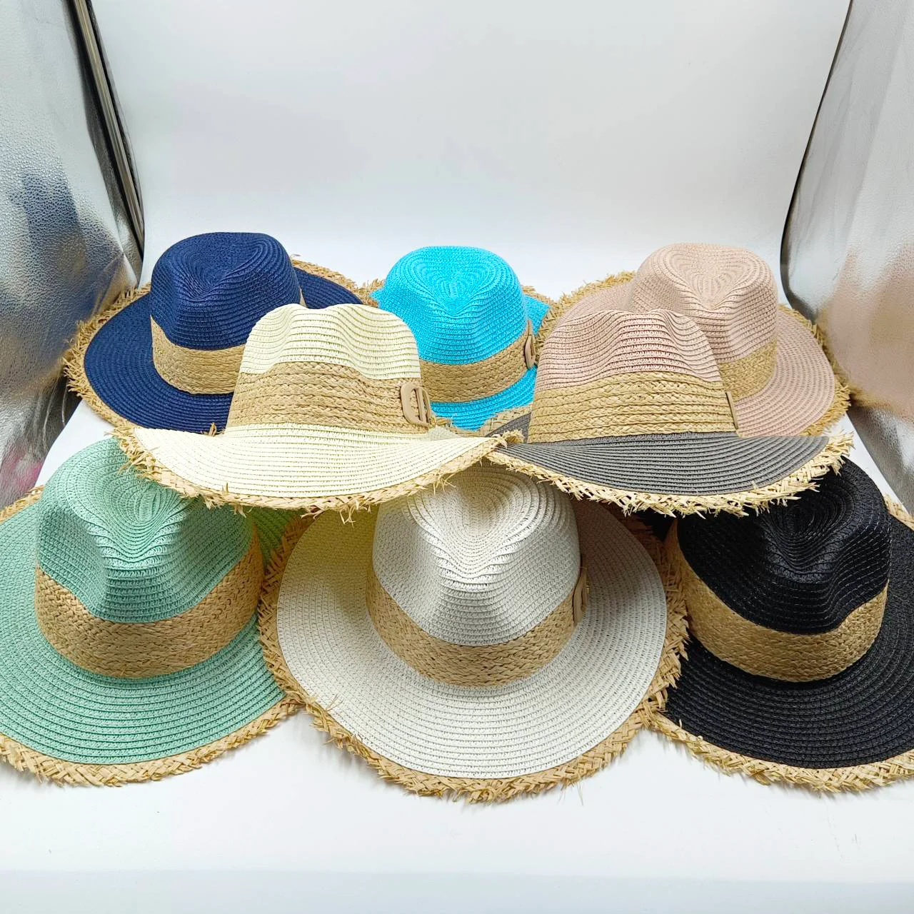 New Burr Straw Hat gorra para mujer  Women's Travel Beach Hat French Straw Knitted Sun Hat Summer Straw Hat