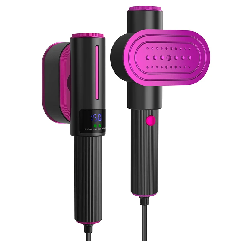 เตารีดอบไอน้ำพกพาแบบดิจิตอลใช้ในครัวเรือนเครื่องรีดแห้งเร็วเทคโนโลยีพัลส์แบบพกพาหน้าจอ LCD