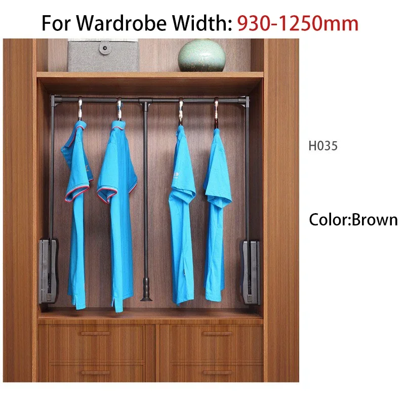 Summit Pull Down Hanging Rod Retractable Clothes Rail Lifting Rack With Soft Close For Wardrobe Walk In Closet Household Use image 3