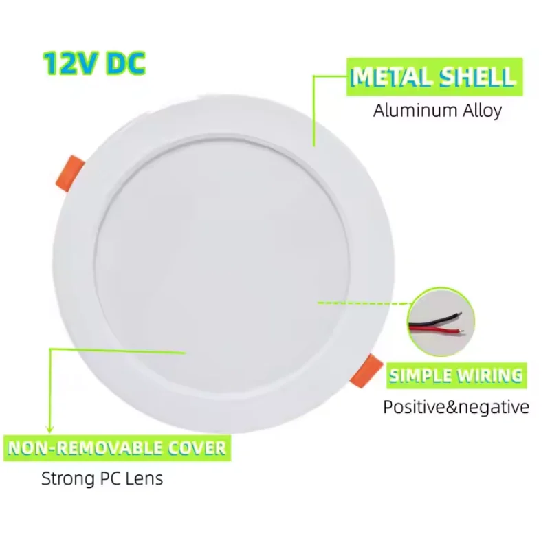 DC12V Downlight Led Tegangan Rendah 8W Lampu Langit-langit Tersembunyi Perahu RV 6500K Lampu Panel Led Putih Siang Hari (Paket 4 Buah)