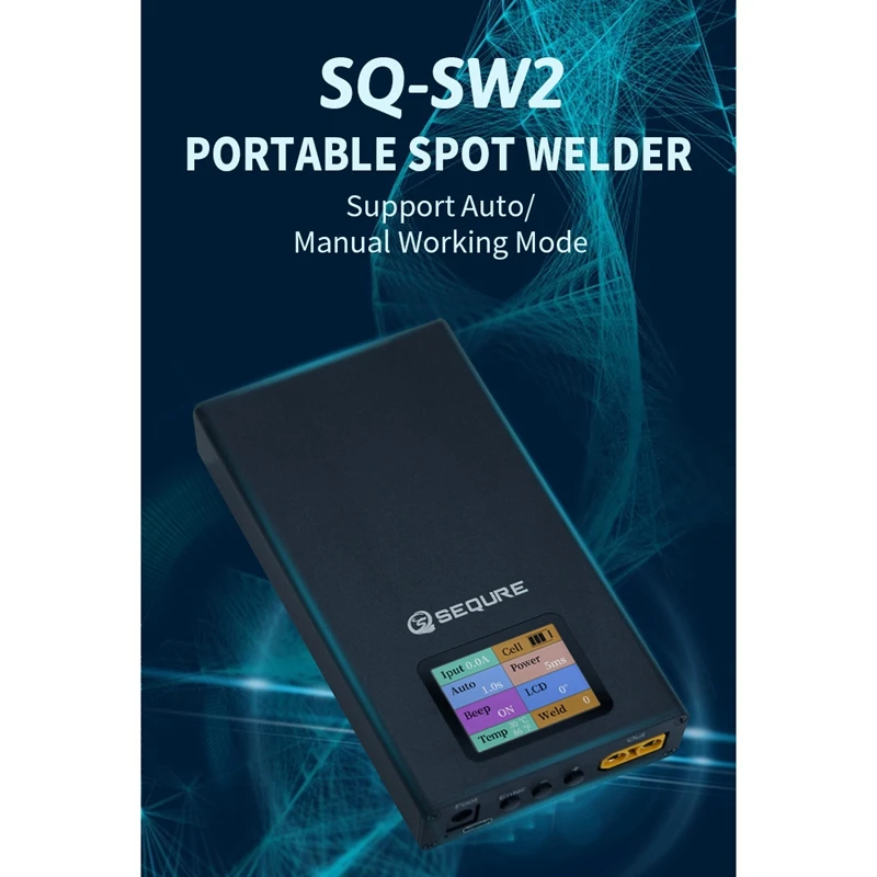 SEQURE SQ-SW2 Mini Portable Rechargeable Spot Welding Machine LCD Color Screen Display DIY Battery Pack Welding,EU Plug