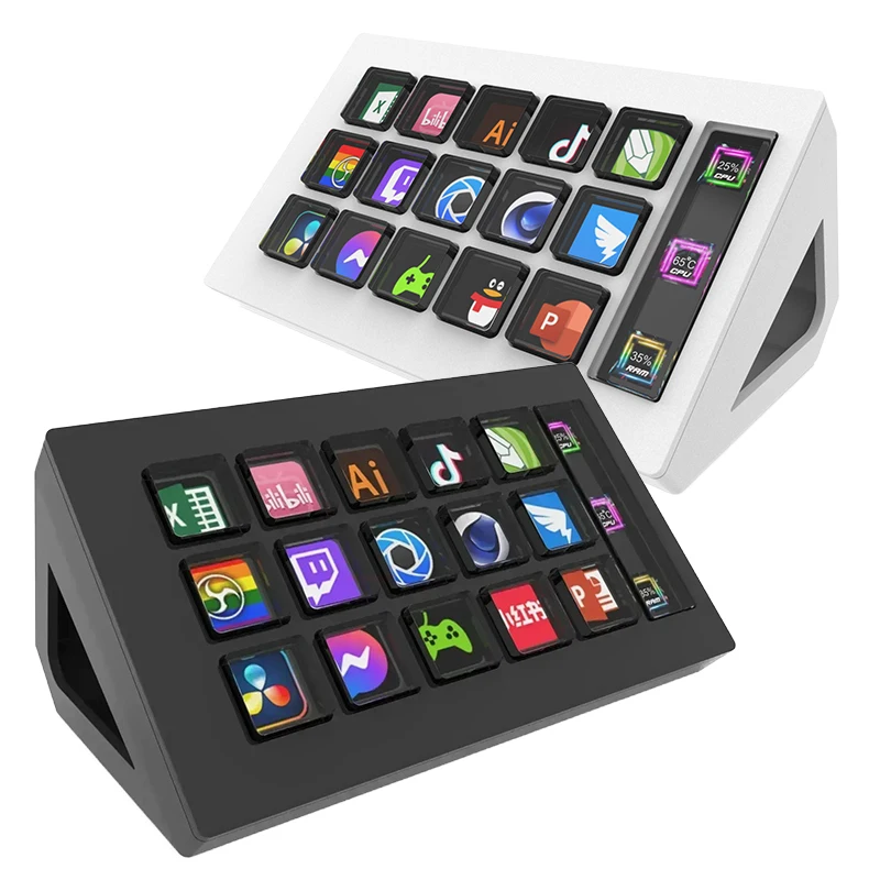 Visual Stream Deck Teclado, Botão LCD, 15 Chaves, Live Content Creation Controller, Botão personalizado para Windows, Macos, Android, iOS Presente