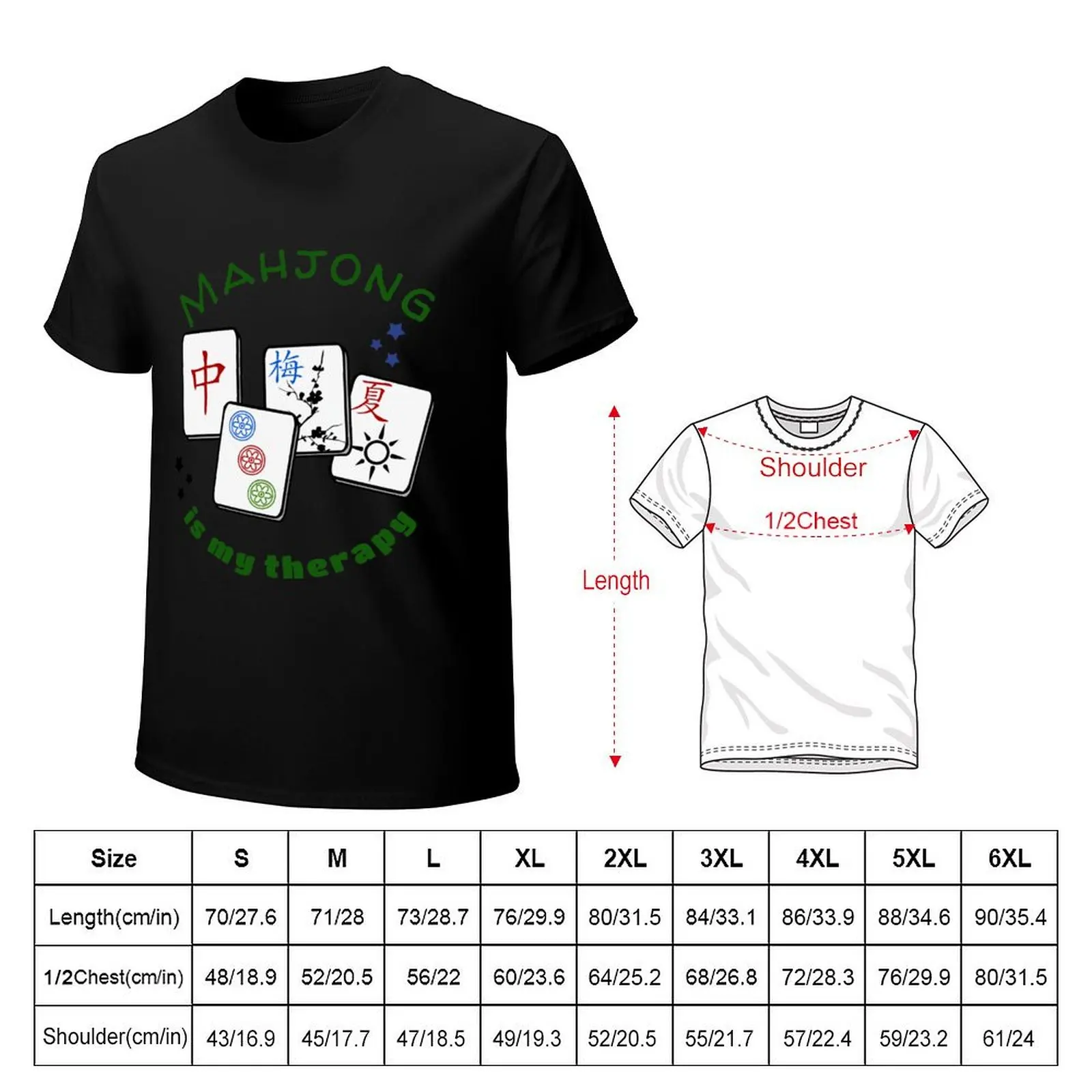 Mahjong Mah jongg game is my therapy set, gifts, tiles, table shirts, cards, bag T-Shirt Casual Pattern Print Tee Shirt