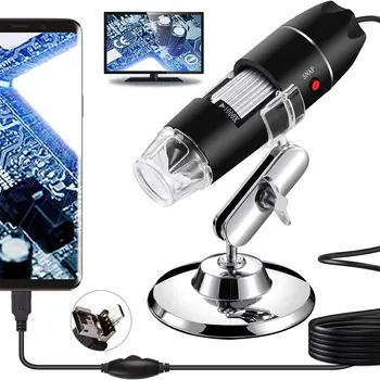 USB Digital Microscope Handheld 40X-1000X Magnification Endoscope, 8 LED Mini Video Camera for Windows 7/8/10 Mac Linux Android