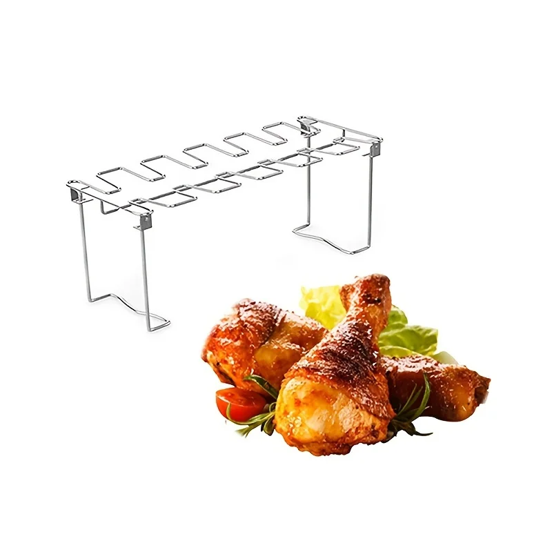 BBQ Beef Chicken Wing Leg Grill Barbecue Cooking Rack Non-Stick Stainless Steel Barbecue Drumstick Oven Roaster Stand