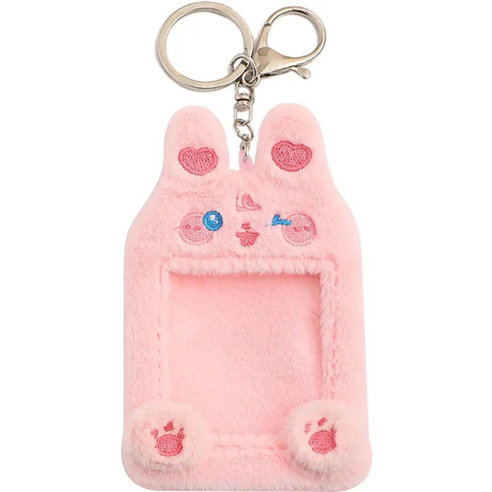 

Cartoon Animal Card Holder Keychain Soft Fabric Card Sleeve for Id Bus Game Photos Postcards Collectibles Travel Office Use