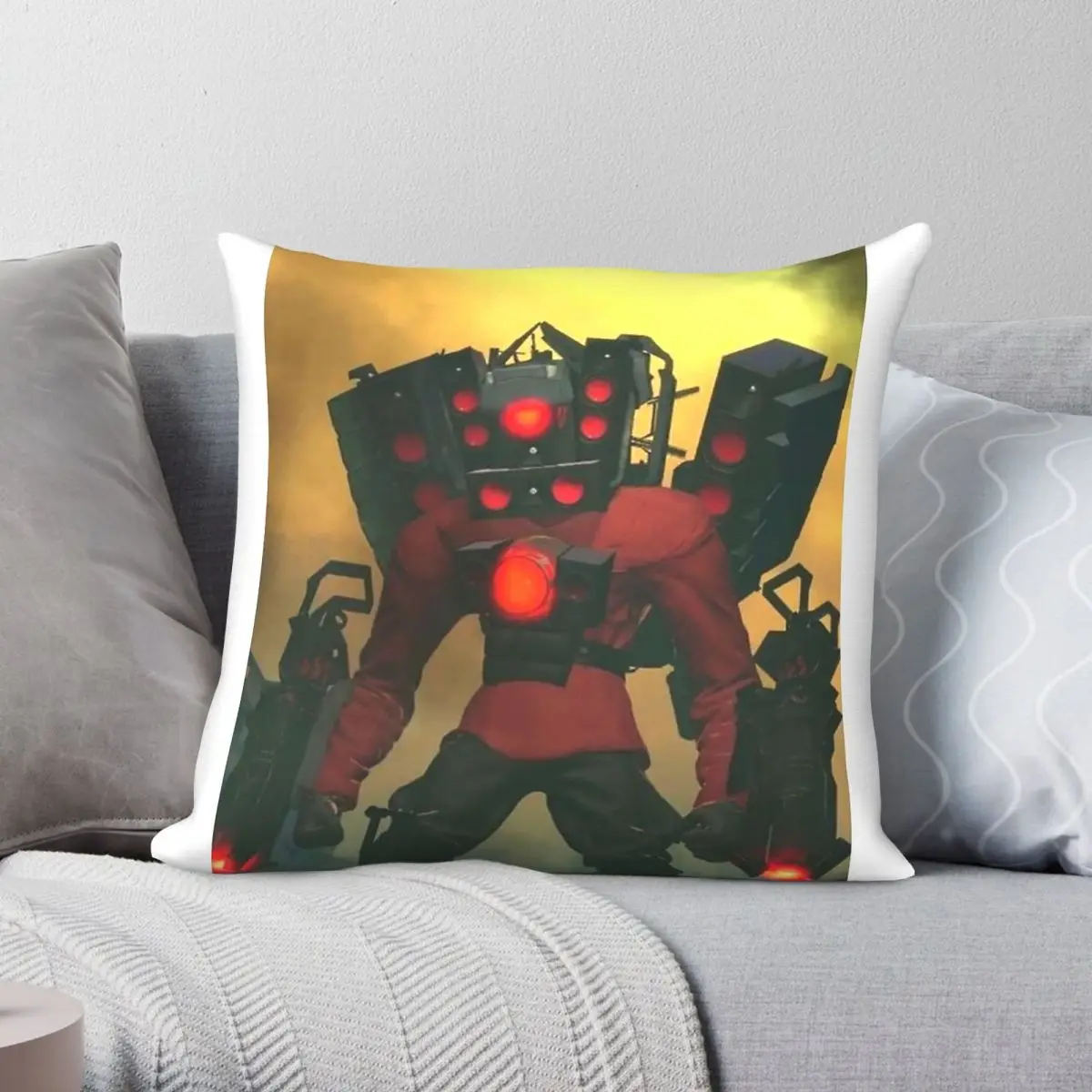 

Titan Tv Man Skibidi Toilet Pillowcase Polyester Linen Velvet Creative Zip Decor Bed Cushion Cover 18"