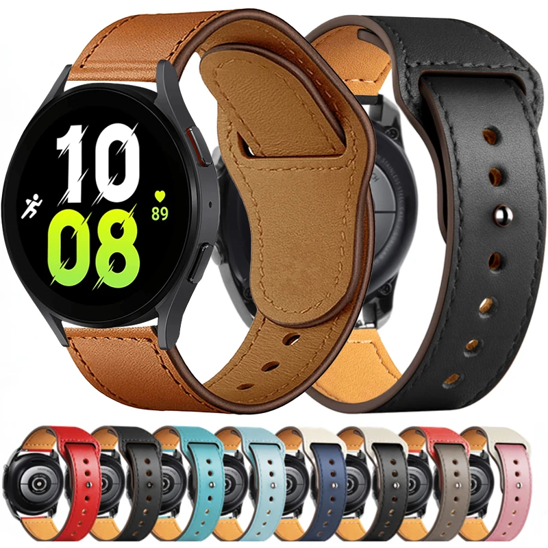 

22mm 20mm Leather Strap for Samsung Galaxy Watch 3/4/5/Gear S3 Wristband Correa Huawei Watch GT/2/3/Pro Amazfit GTR/GTS Bracelet