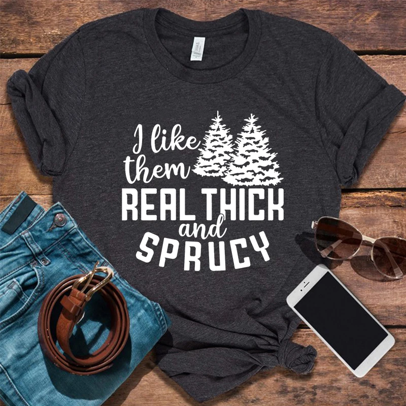 

I Like Them Real Thick T Shirt Christmas Tops Kawaii Christmas Saying Women Clothes Christmas Shirts Holiday Vintage Clothes M