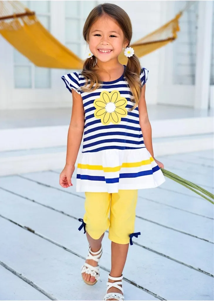 Baby Girls Summer Clothes Casual Clothing Suit Short Sleeve Striped T-Shirt +Pants