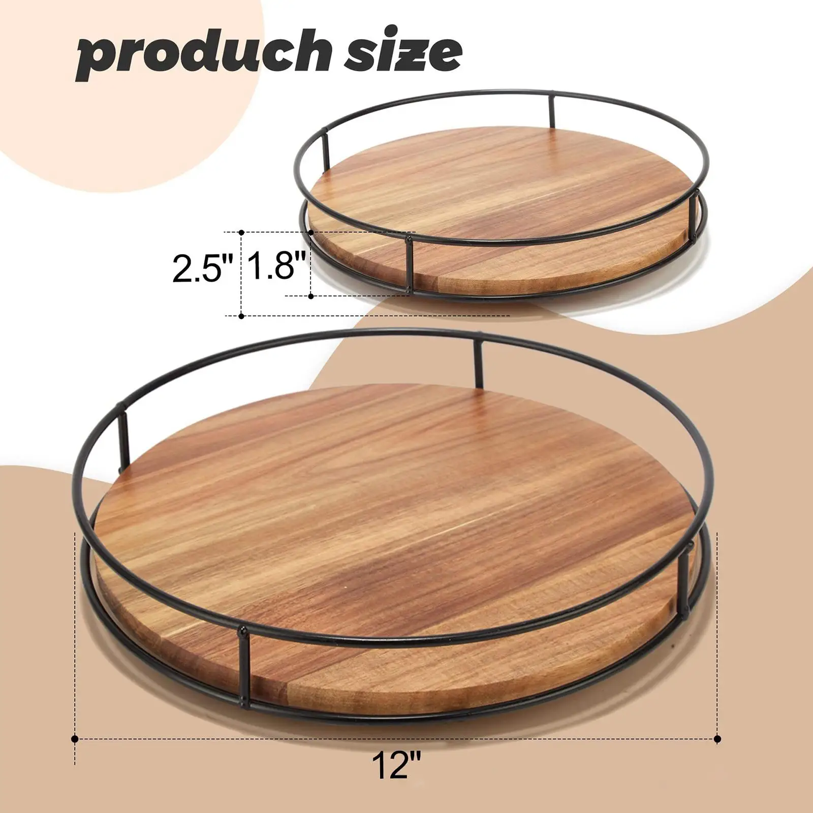 Wooden Kitchen Turntable, Spice Rack, Organizer, Rotatable, 30 Cm, for Cupboard