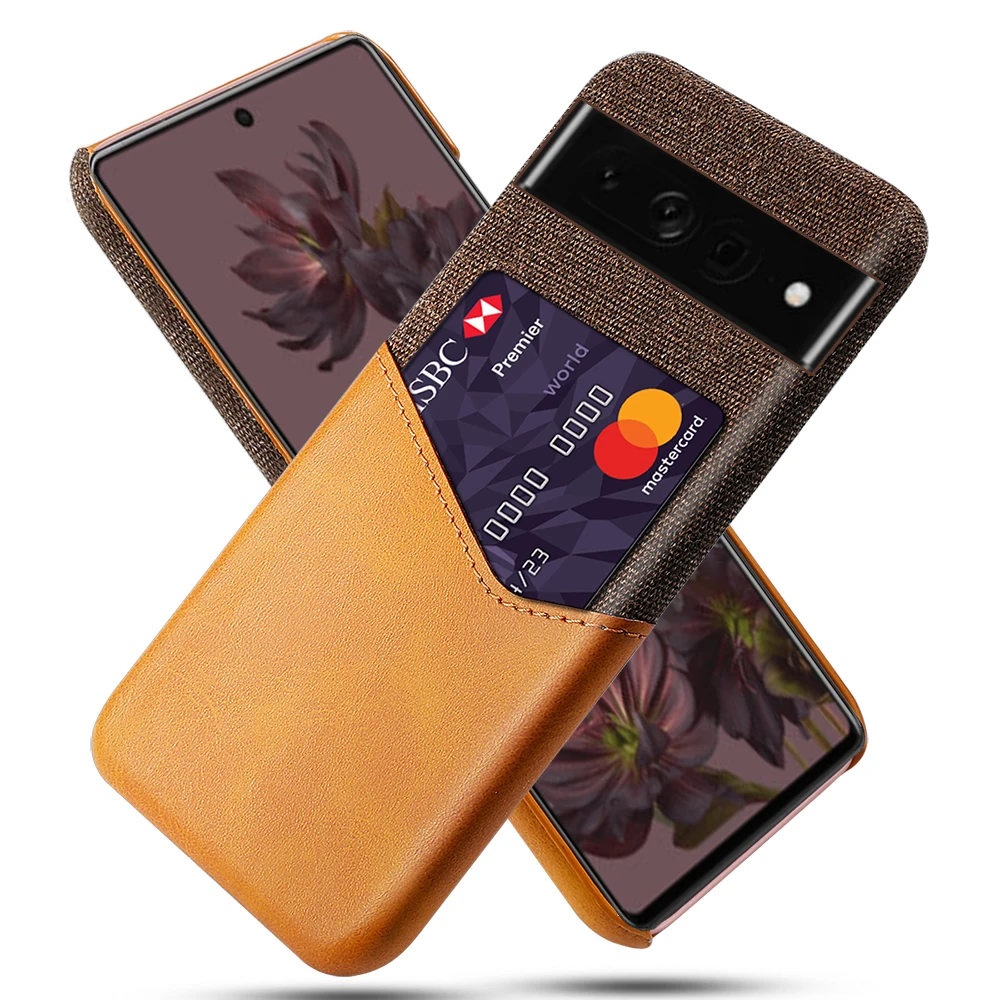 Phone Case For Google Pixel 7 Pro Case Fabric Protection Case with Leather Card Holder Slot Cover Googe Pixel7 7Pro Pixel7Pro