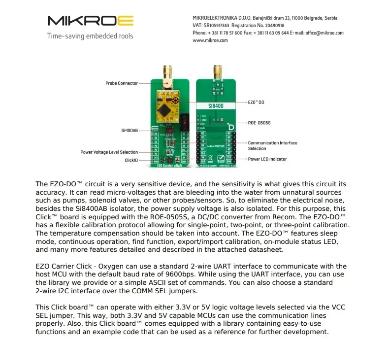 MIKROE-6010 EZO Carrier Click - Oxygen Multiple Function Sensor Development Tools
