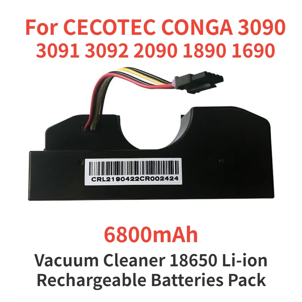 Bateria de vácuo para CECOTEC, CONGA 3090, 3091, 3092 Se Fits 05173, 3000mAh, 44,4 Wh, 14.80V Li-ion, 6800mAh, 100% original