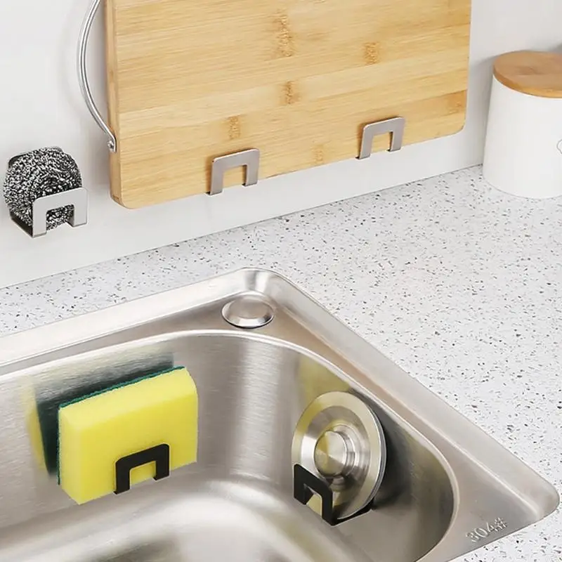 2 pezzi Multifunzionali Ganci da stoccaggio Porta spugna Cucina Svuota Giacpatto Organizzatore taglieri montato a parete da
