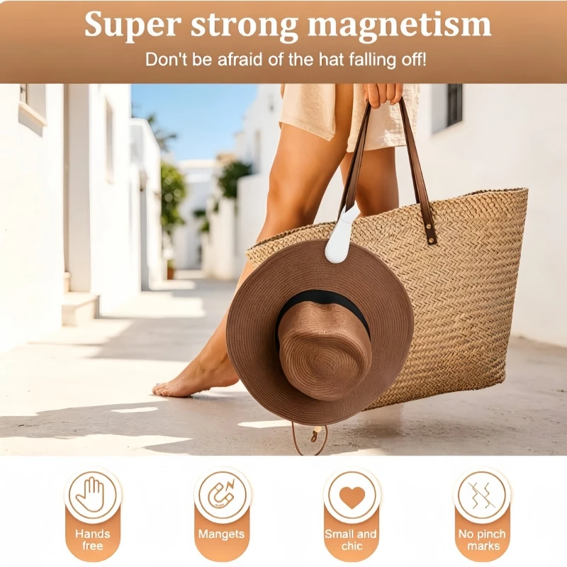 Magnetischer Silikon-Hutclip, tragbarer Reise-Hut-Halter für Tasche, Rucksack, Strand, breitkrempiger Sonnenhut, Anti-Verlust-Aufbewahrungszubehör – Detail 5