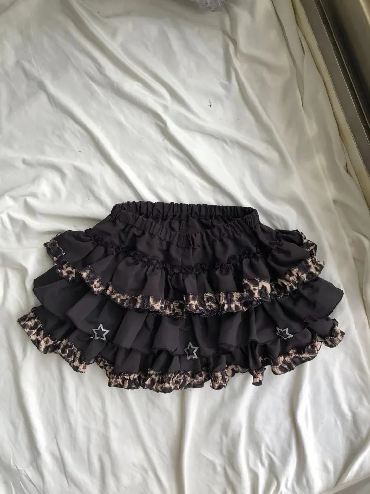 

Original Y2K Punk Subculture f Skirt with Earlet Lace Leopard Print Anti-Light ort Cake Skirt for Young Women in China