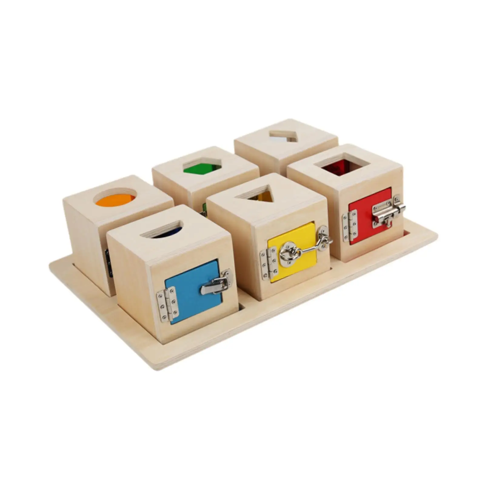 Caja de cerradura de madera, juguete, regalos de cumpleaños, juguete de desarrollo, juguetes sensoriales resistentes, habilidad de vida práctica, tablero ocupado para niños y niñas