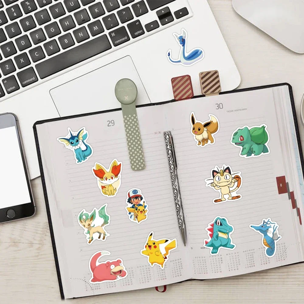 Pokemon Stickers Kawaii Pikachu Skateboard Bicycle Guitar Laptop Kids Waterproof Stiker Anime Stickers Graffiti Character