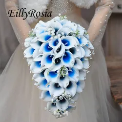 EillyRosia Ramo de Cascada Royal Blue Bridal Bouquet Artificial Flowers Wedding Waterfall Elegant Bridesmaid Flowers Bling