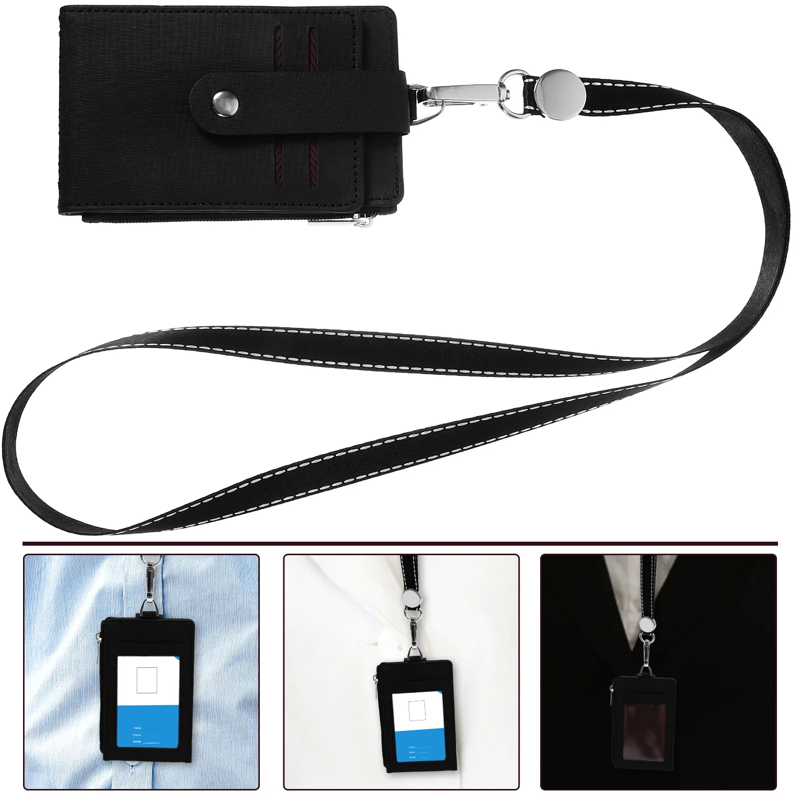 Police Badge Holder Card Sleeves Tag with Lanyard Id Students Protector Clip Pvc Multifunction Anti-scratch Case Teacher