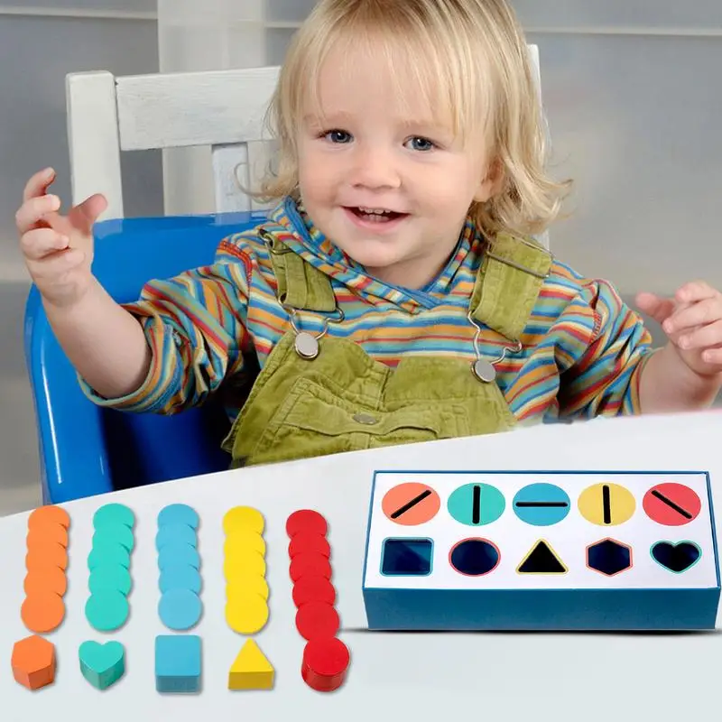 Caja de clasificación de formas de madera, caja de aprendizaje a juego, juguetes de habilidades motoras finas, juego de entrenamiento de reconocimiento de Color para niños y niñas de 3 años