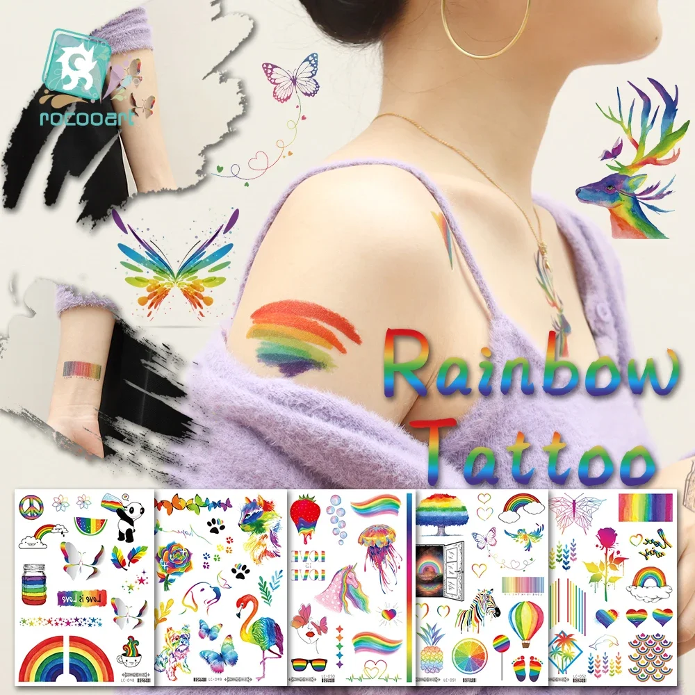 Colorful Pride Day Stickers Rainbow Temporary Tattoo For Kids Waterproof LGBT Body Art Fake Tatto Disposable tatouage temporaire