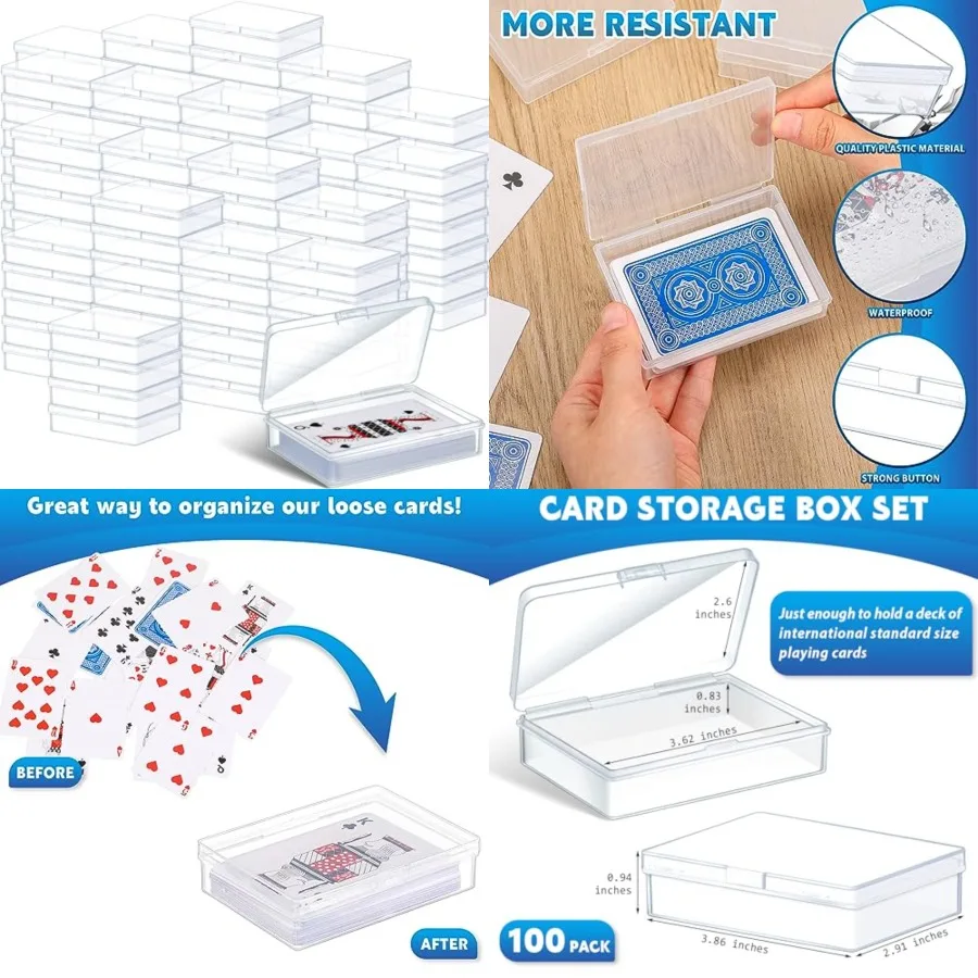 

Playing Card Box Clear Plastic Playing Card Deck Case Snap Closed Holder Storage Organizer for Bank Business Trading Poker Gami