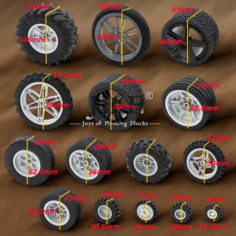 MOC Technical Tire Wheel Hub DIY Bricks Car Truck 44309 70695 15413 Construction Building Blocks Compatible Motorcycle Race Toys