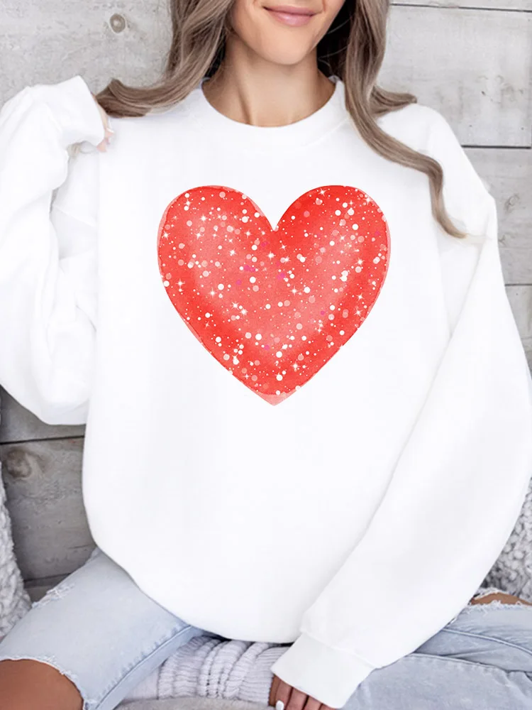 

Женская толстовка с круглым вырезом A Sparkling Heart, повседневный пуловер с длинными рукавами, свободный крой, для ежедневной носки