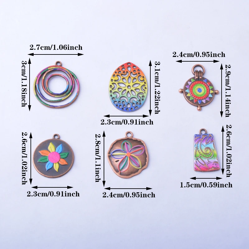 12 Stück/Set Legierung Bunte Anhänger Schmuckzubehör Boho Taschenanhänger DIY Damen Ohrringe Herstellung – Detail 4