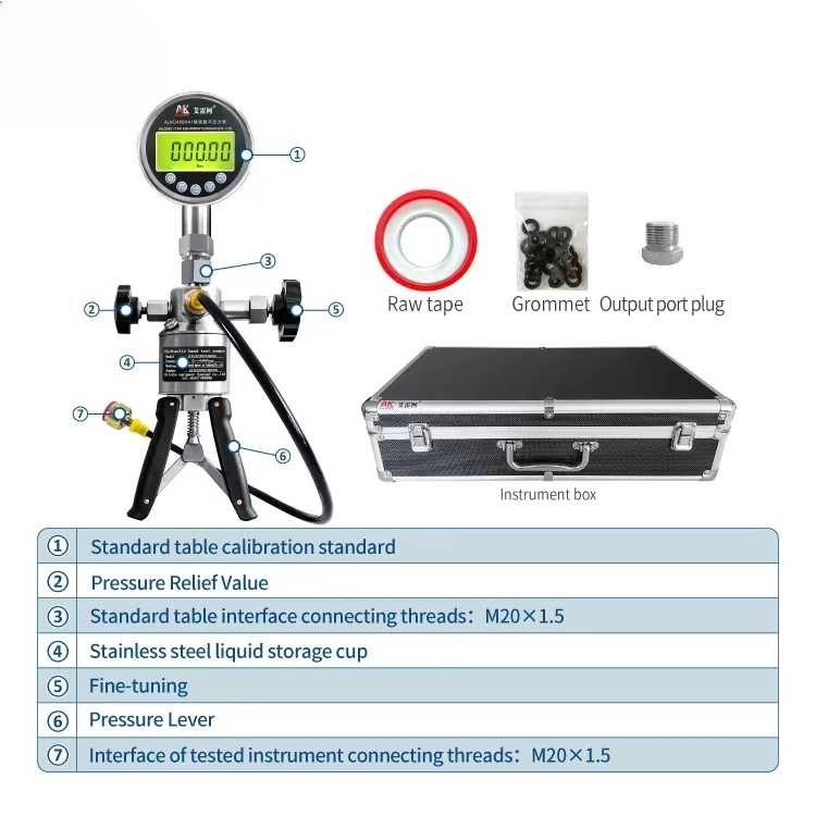 

106SI+ALKC400HA1 Handheld Pneumatic Pump Pressure Calibration Device 0.1%FS Accuracy 5-digit Display 0~690bar Range 1.2x