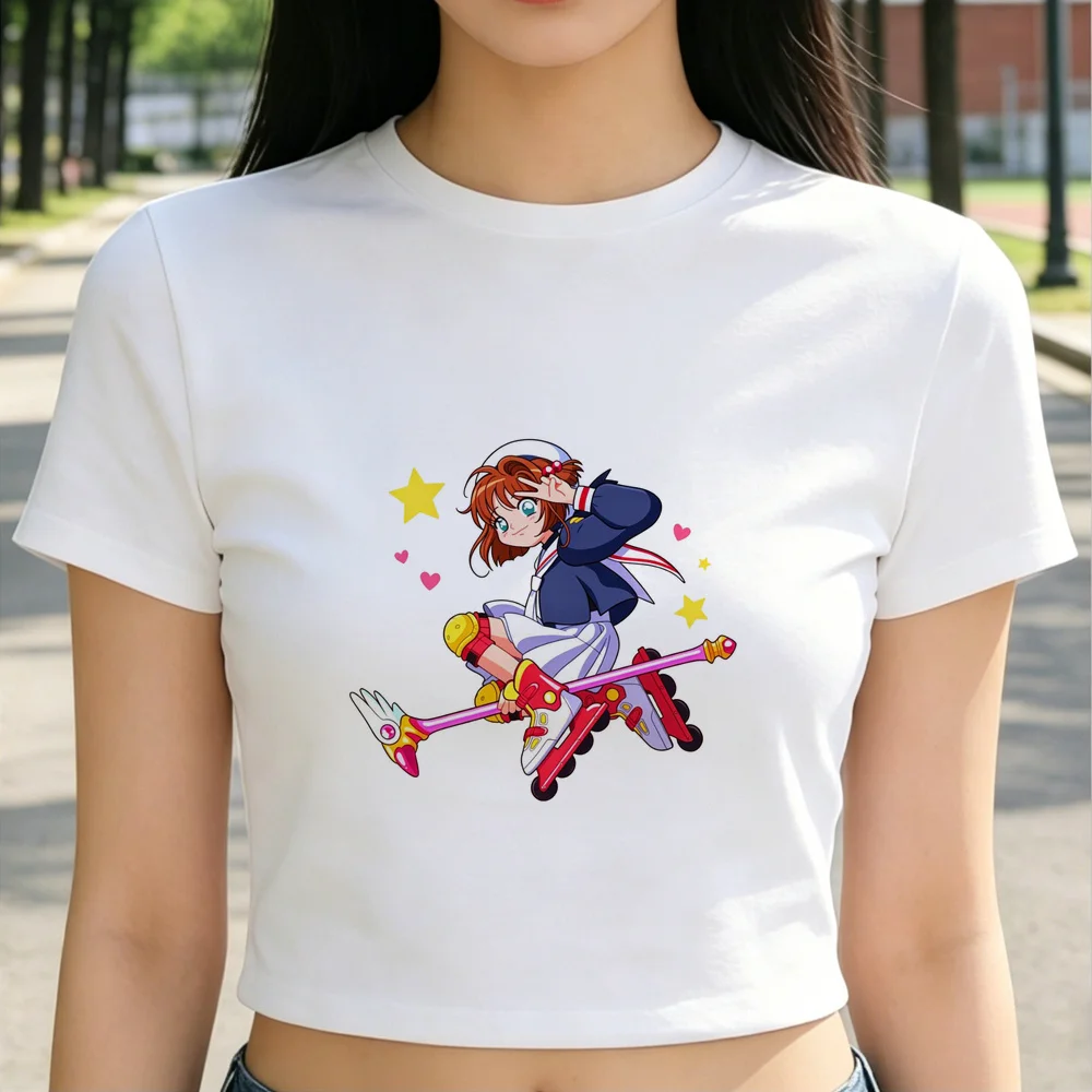 Cardcaptor Sakura crop top girl scene  harajuku graphic party japan shirt baddie clearance sales cute gyaru cutecore