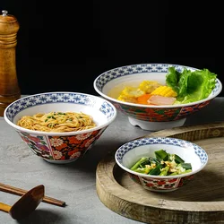 1Pcs Creative Melamine Noodles Bowl Chinese Chrysanthemum Imitation Porcelain Restaurant Tableware