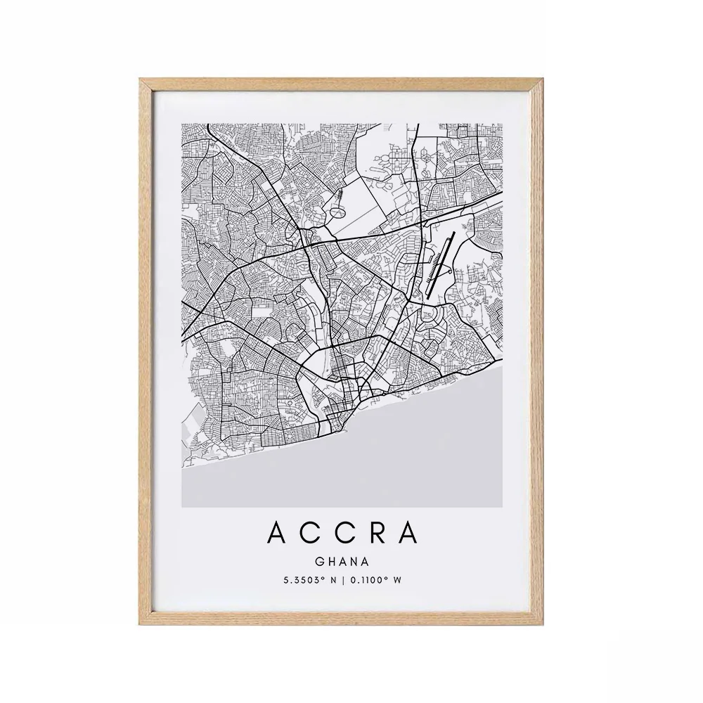 

Accra Map Poster CUSTOM City Map Print Minimalistic Wall Art Canvas Painting Nordic Posters and Print Living Room Home Decor