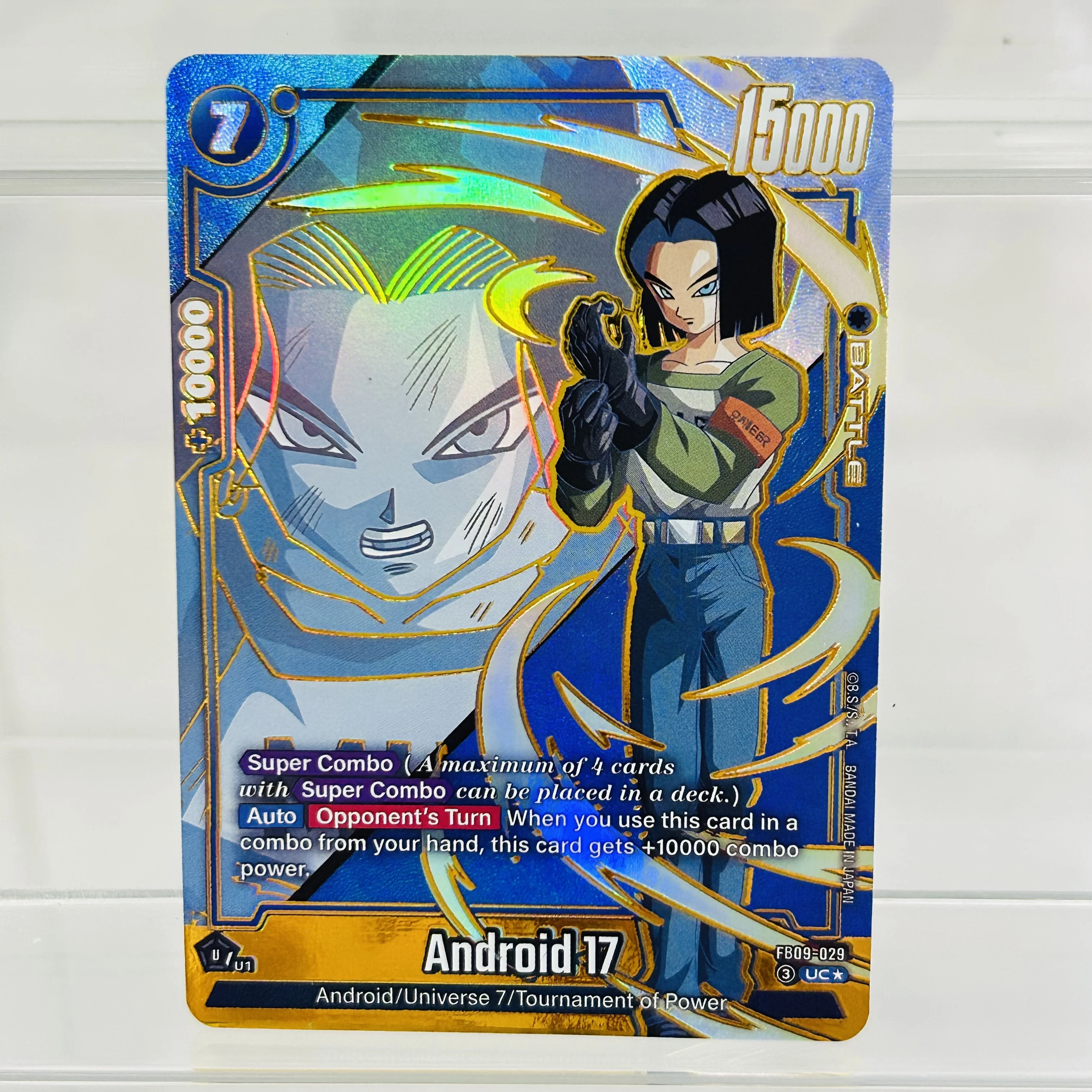 

Dragon Ball Android 17 FB09-029 English DIY Card with Gold Foil & Holographic Texture,Premium Anime Collection Card