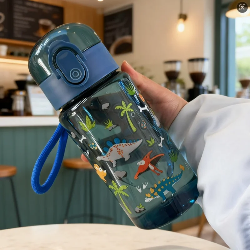 Children's Water Bottle for Summer Student Drinking Bottle Plastic 550ML Sports Water Bottle Portable Anti-fall and Leak Proof